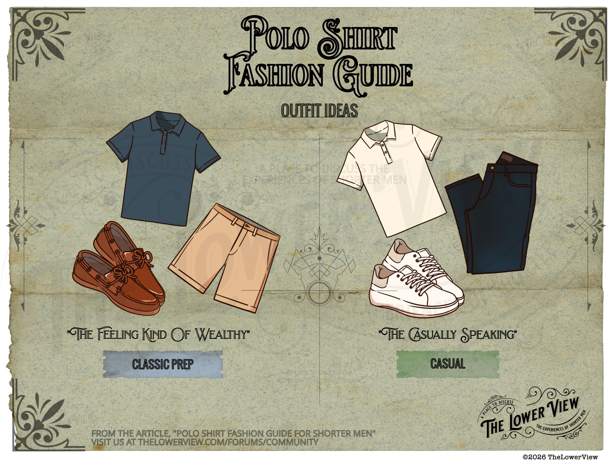 The Polo Guide For Shorter Men | Outfit Ideas | Performance Polo Chino Shorts Boat Shoes | Polo Dark Denim Low Top Sneakers